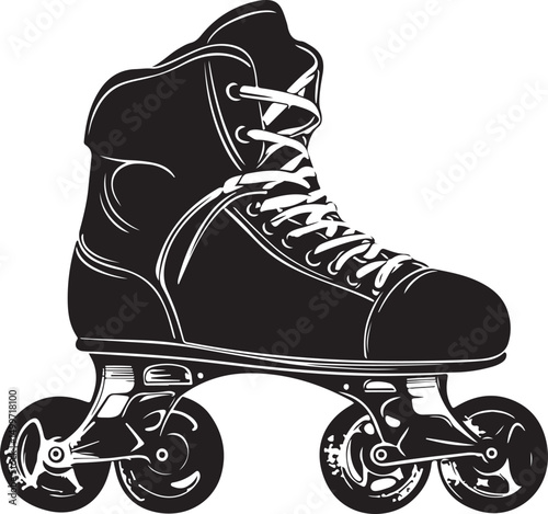Roller Skate Shoe Silhouette Vector Illustration on Transparent Background