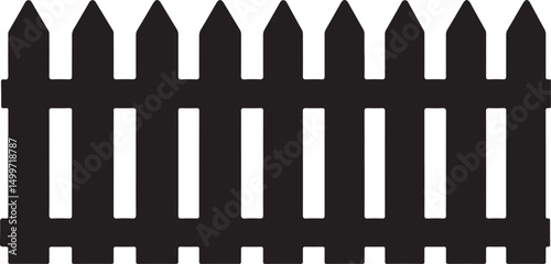 Fence Silhouette Vector Illustration on Transparent Background