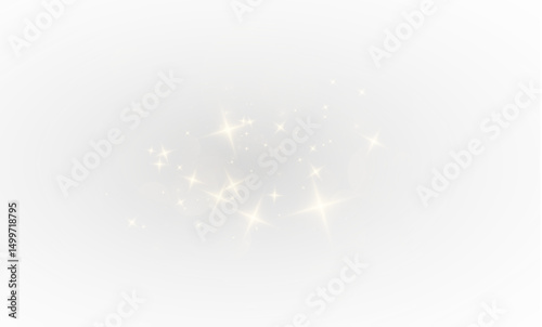 Glittering PNG background with golden sparkle, glowing stardust and festive confetti, bright flare, magical particles, white dust, abstract star, snow, holiday illustration and vector design

