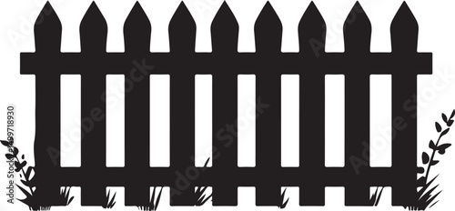 Fence Silhouette Vector Illustration on Transparent Background