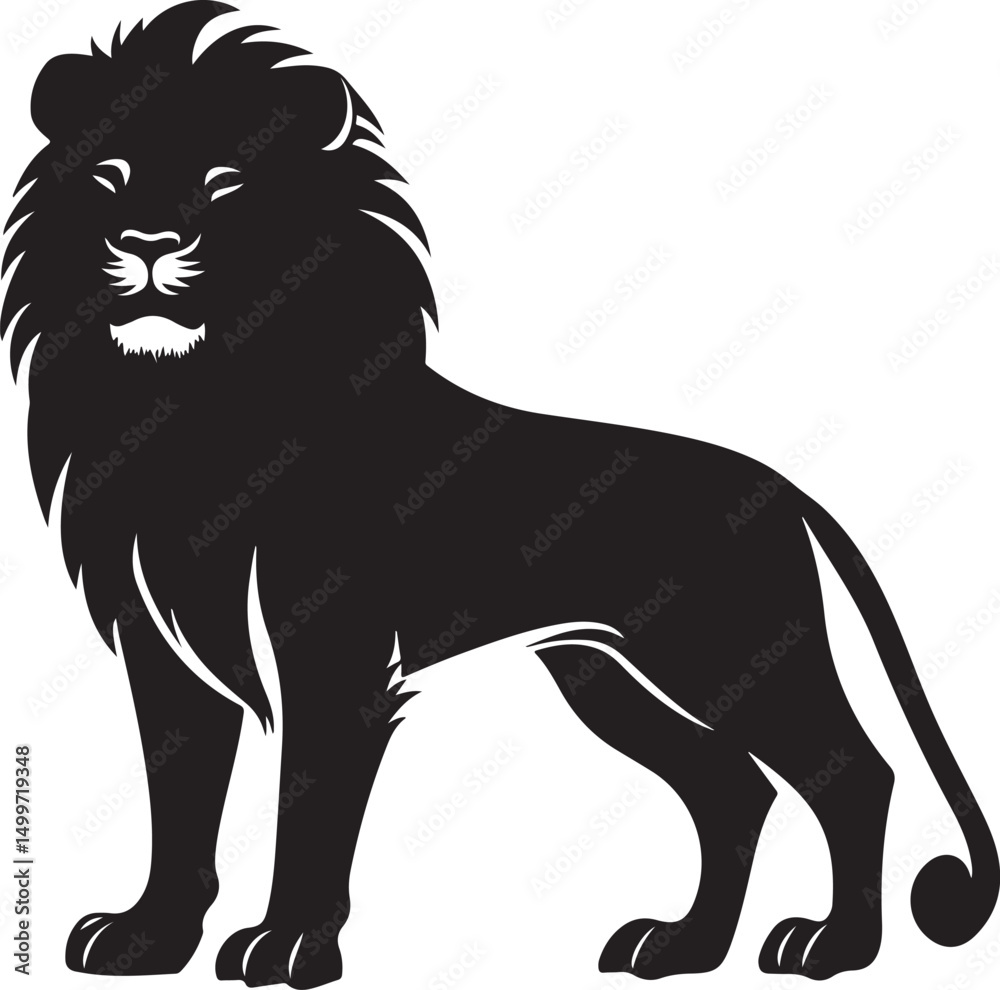 Naklejka premium Lion Silhouette Vector Illustration on Transparent Background