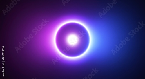 Abstract Purple and Blue Neon Circle Glowing Light Energy Aura Cosmic Background