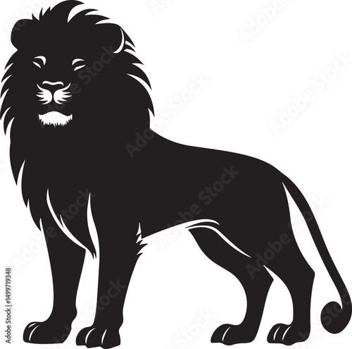 Lion Silhouette Vector Illustration on Transparent Background