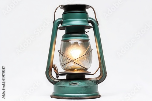 lamp lantern green, white background