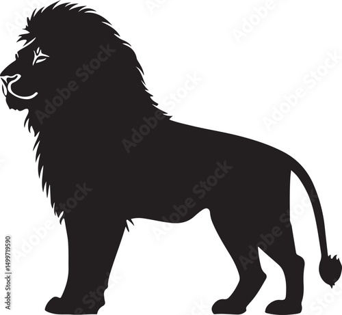 Lion Silhouette Vector Illustration on Transparent Background