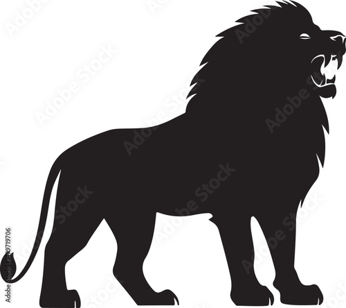 Lion Silhouette Vector Illustration on Transparent Background
