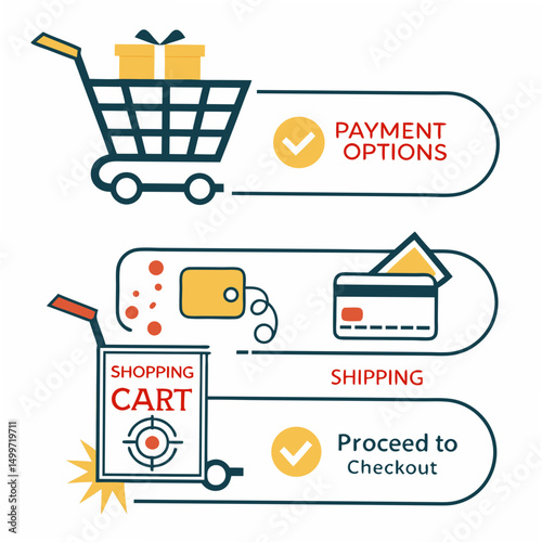 Online shopping process payment options shopping cart checkout