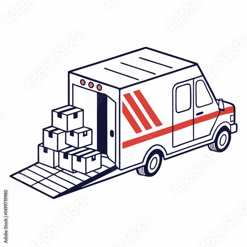 Delivery truck loading boxes cargo shipping logistics transportation