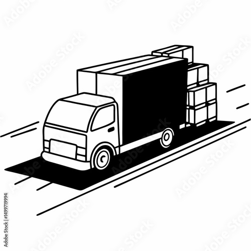 Delivery truck with packages isolated on white background professional design element