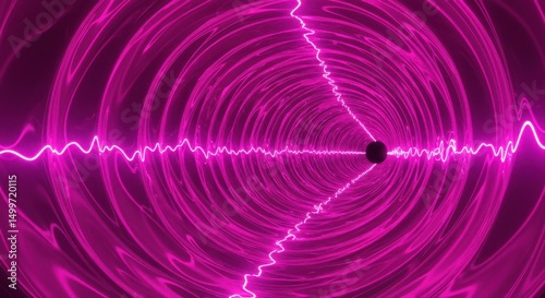 Abstract Purple Swirling Tunnel with Neon Energy Waves Futuristic Background Design