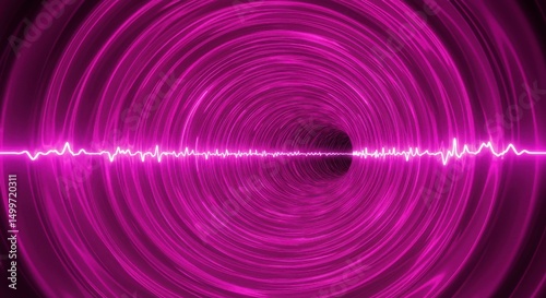 Abstract Purple Swirling Tunnel with Glowing Energy Wave Line Digital Art Sci Fi Background
