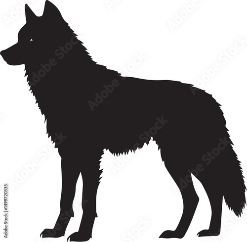 Wolf Silhouette Vector Illustration on Transparent Background