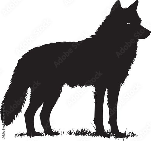 Wolf Silhouette Vector Illustration on Transparent Background
