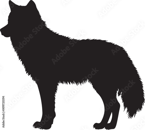 Wolf Silhouette Vector Illustration on Transparent Background