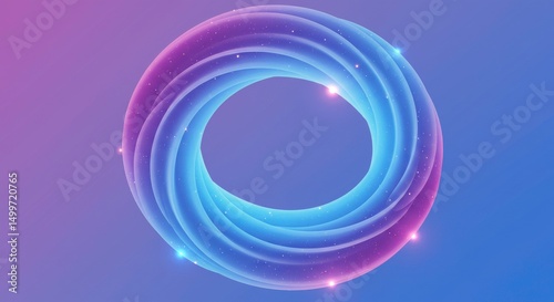Abstract Swirling Purple and Blue Nebula Cosmic Ring Background