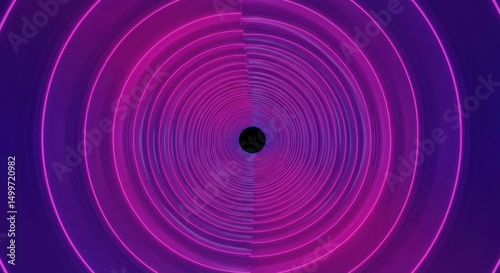 Abstract Purple Neon Tunnel Glowing Circular Lights Psychedelic Vortex Background