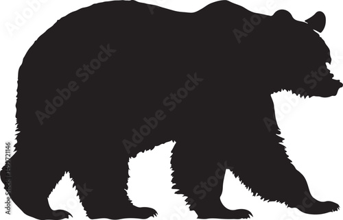 Bear Silhouette Vector Illustration on Transparent Background