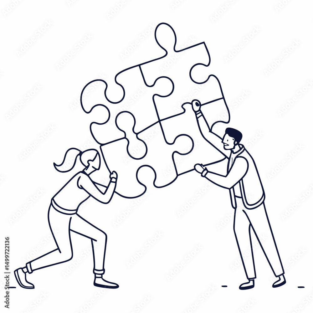 Fototapeta premium Teamwork collaboration puzzle solution problem solving success