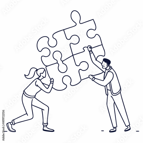 Teamwork collaboration puzzle solution problem solving success
