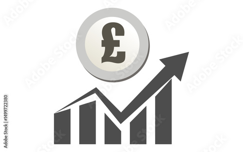 Finance graph with up-word arrow and pound sign, pound increase icon money symbol with arrow Vector Image