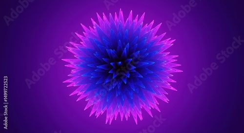 Abstract Purple and Blue Spiky Crystal Flower 3D Render Geometric Design Digital Art