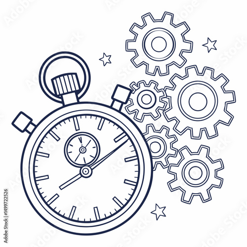 Stopwatch gears time management efficiency productivity clockwork mechanism