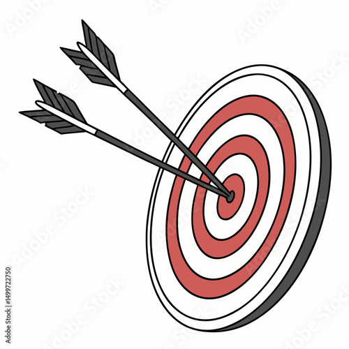 Two arrows hitting the bullseye of a target