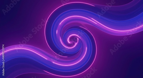 Abstract Purple Neon Swirls Glowing Spiral Light Trails Background