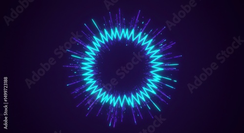 Abstract Neon Light Burst Purple and Blue Energy Circular Design Glowing Rays Dynamic Background
