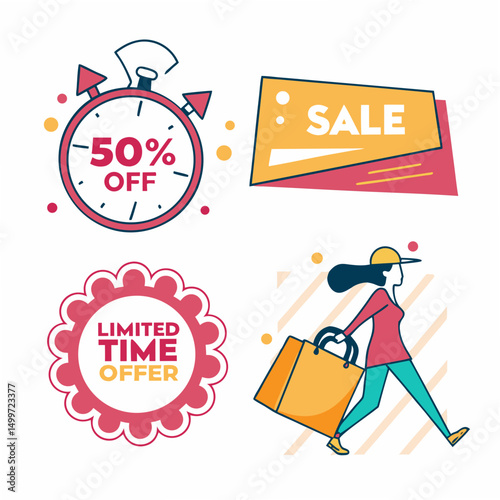 Limited time sale offer 50% off shopping design elements