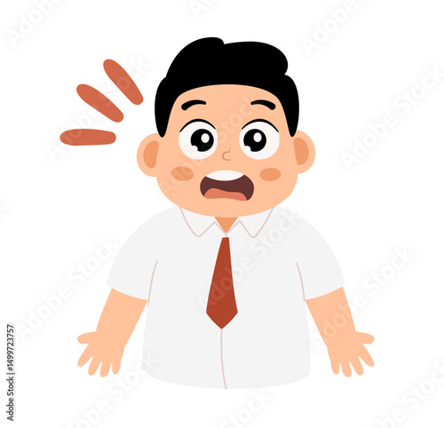 Cartoon Illustration of a Cute Schoolboy Surprised