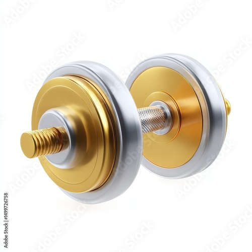 Luxury Gold and Silver Dumbbell Isolated on White Background Fitness Gym Equipment Weightlifting