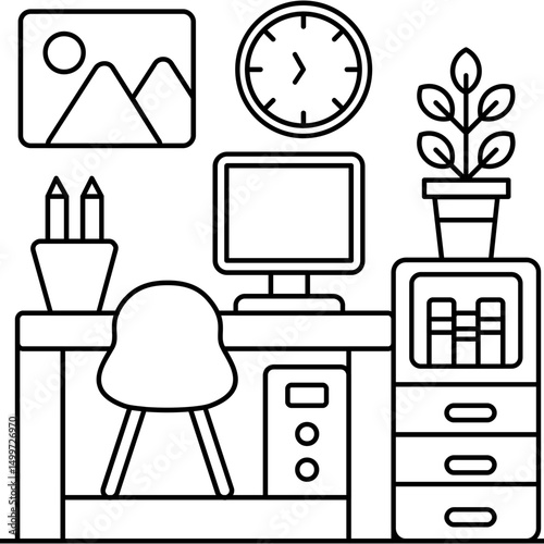 Creative Home Office Setup Icon