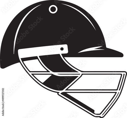 cricket helmet silhouette vector illustration set