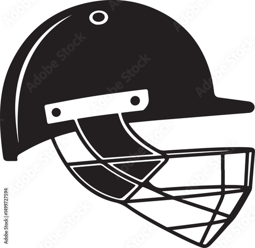 cricket helmet silhouette vector illustration set