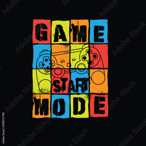 Game Mode start gamepad grunge vector graphic