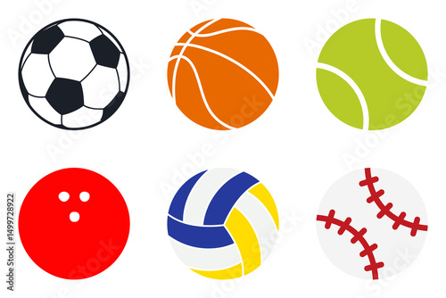 Sports balls football basketball and tennis icons. Illustration of balls for bowling and volleyball