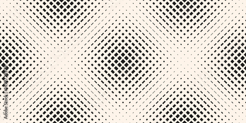 Vector seamless pattern with halftone effect. Abstract geometric background with lines, grid, mesh, net. Black and white half-tone texture. Trending sporty style pattern. Dynamic creative funky design