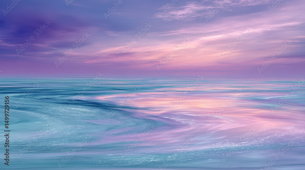 Obraz premium Serene Pastel Ocean Sunset Tranquil Water and Dreamy Sky Background Image