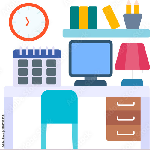 Dual Monitor Work Desk Icon
