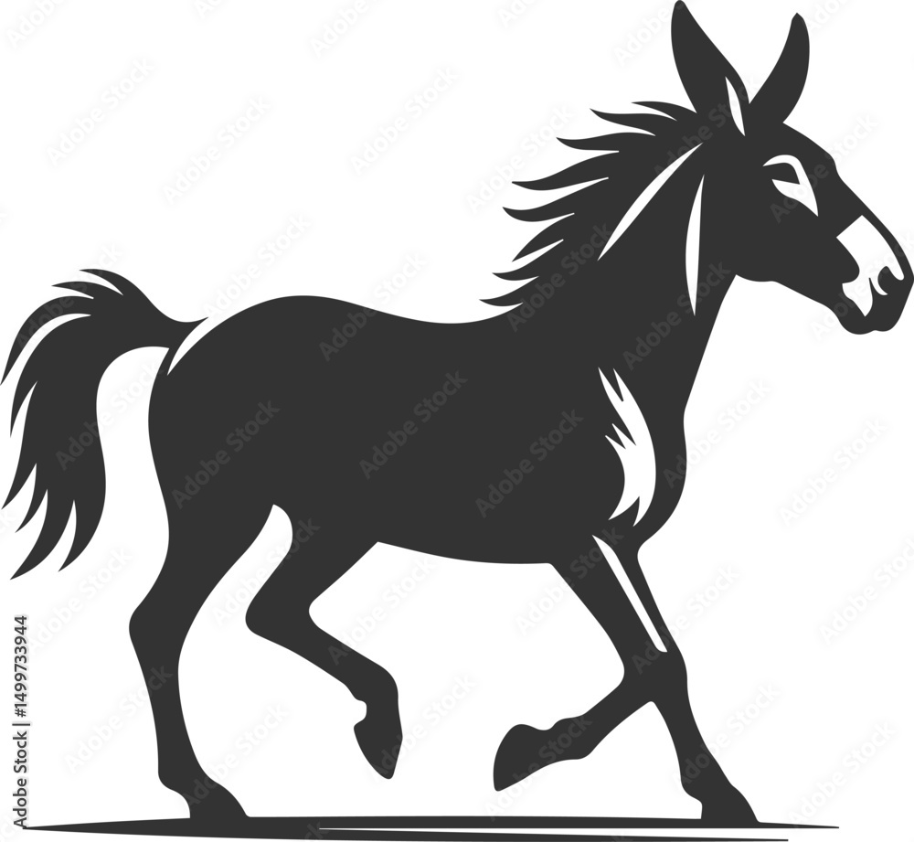 Fototapeta premium Artwork drawing silhouette vector of a mule