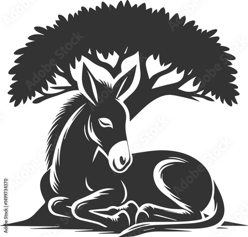 Artwork drawing silhouette vector of a mule