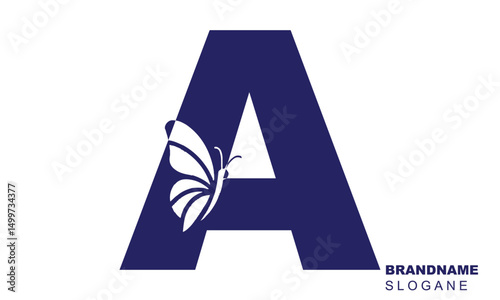 letter A logo design with butterfly illustration logo concept	
