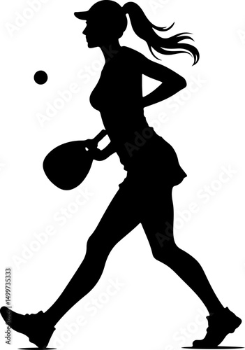 Female Tennis Player Silhouette" vector