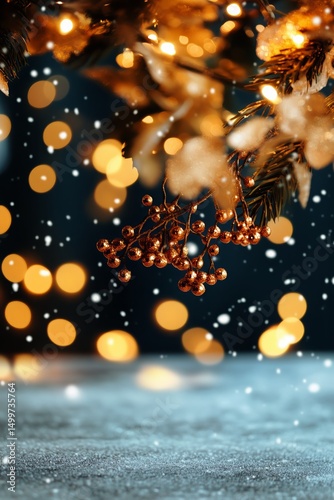 Warm Holiday Lights and Festive Decorations Create a Cozy Atmosphere in Winter