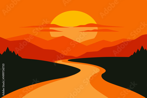 sunset in mountains