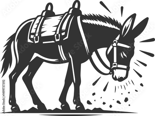 Artwork drawing silhouette vector of a mule