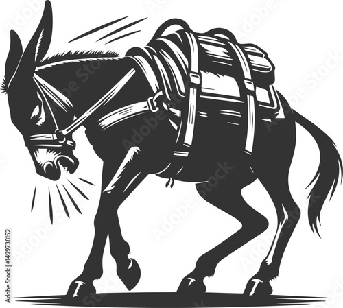 Artwork drawing silhouette vector of a mule