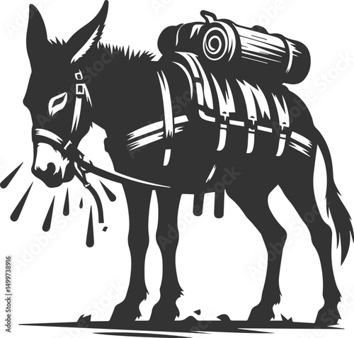 Artwork drawing silhouette vector of a mule