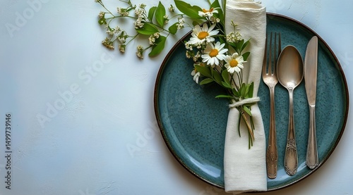 Elegant Table Setting With Floral Napkin Arrangement for a Spring Dining Expe...